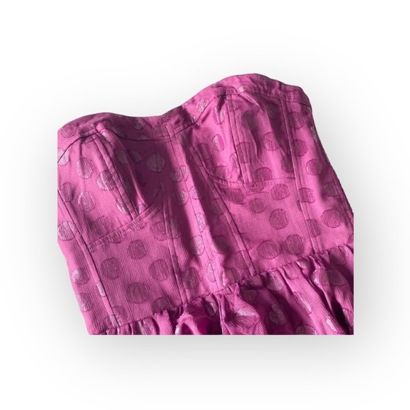 new Guess 𖦹 Chiffon Strapless Polka Dot Cocktail Dress 𖦹 Amethyst Purple 𖦹 4 - Picture 6 of 15